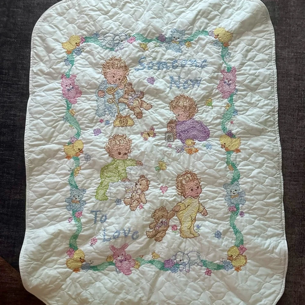 Delightful‎ Baby Quilt with Embroidered Characters